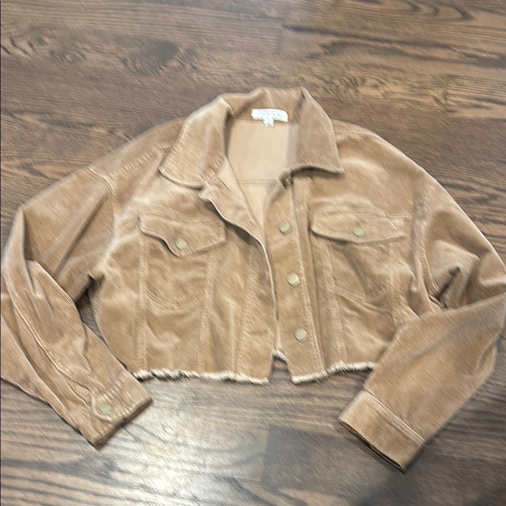 12th Tribe Cropped Teddy Corduroy Jacket in Camel Brown - Picture 4 of 6